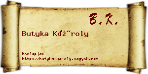 Butyka Károly névjegykártya